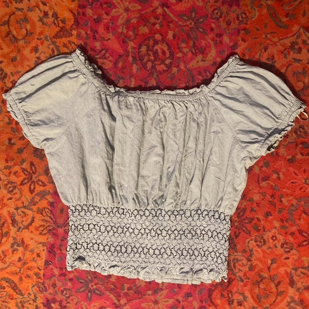 Cropped Dusty Blue Blouse